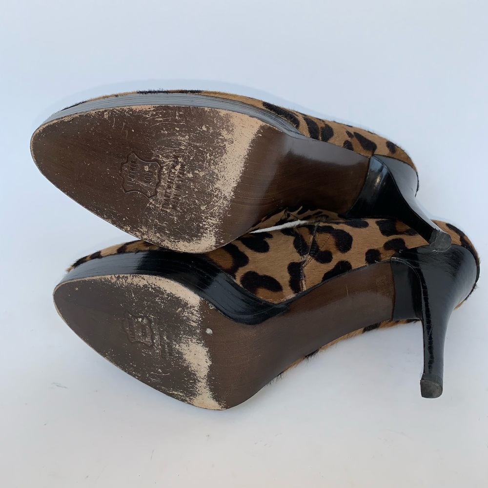 Stuart Weitzman Leopard Calf Hair High Heel Platform Ankle Boots - Picture 5 of 5